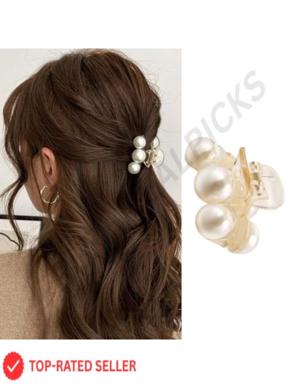 Resin Claw Hair Clips with Pearls for Women Half Up Hairstyles